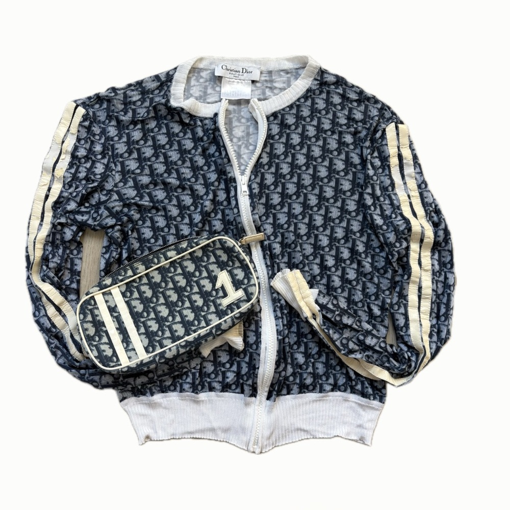 Vintage Dior monkgram cardigan and pouch set